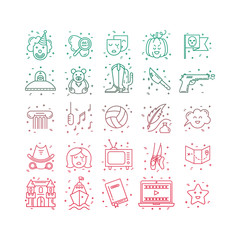 Film genre icon set