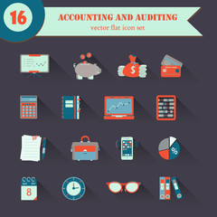 Bookkeeping vector flat icons.