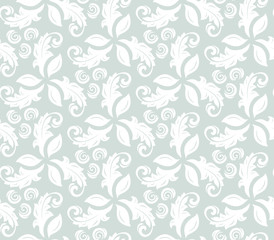 Fototapeta na wymiar Floral ornament. Seamless abstract classic pattern with flowers. Light blue and white pattern