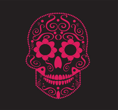 Skull vector background for fashion design, patterns, tattoos, day of the dead