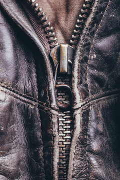 Full frame detail shot of leather jacket