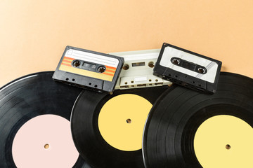 vinyl record on a beige background