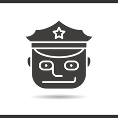 Police officer icon. Drop shadow symbol.