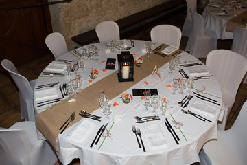 Beautiful table set for some festive event, party, wedding reception