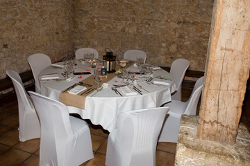 Beautiful table set for some festive event, party, wedding reception
