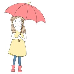 Girl with big red umbrella
