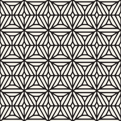 Vector Seamless Black And White Ethnic Geometric Floral Pattern