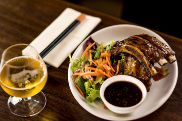 Grilled meat foods. Lamb chops.