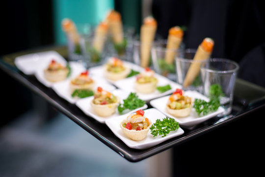 canape selection on slate platter