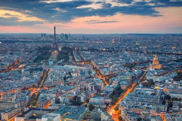 Fotobehang Paris. Aerial view of Paris at sunset. View from Montparnasse Tower. © rudi1976