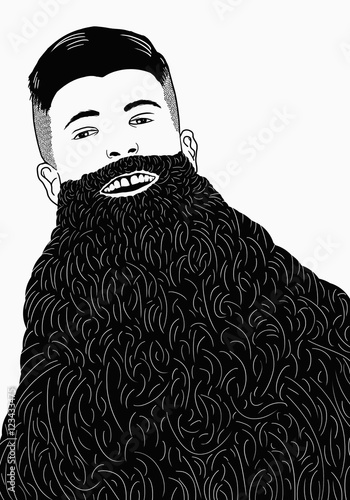 Illustration of man with long beard against white background