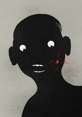 Illustration of man with pimple on face