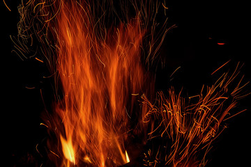 Fototapeta na wymiar fire spark flame bonfire tracks