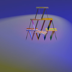 Europe BREXIT house of cards collapse danger disaster CGI 3D EU