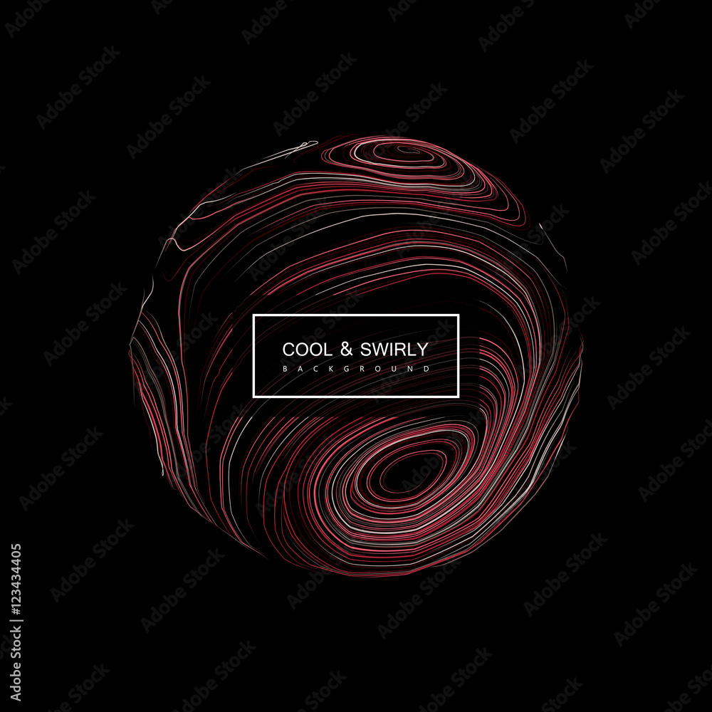 Poster abstract 3d curl sphere with swirled stripes.