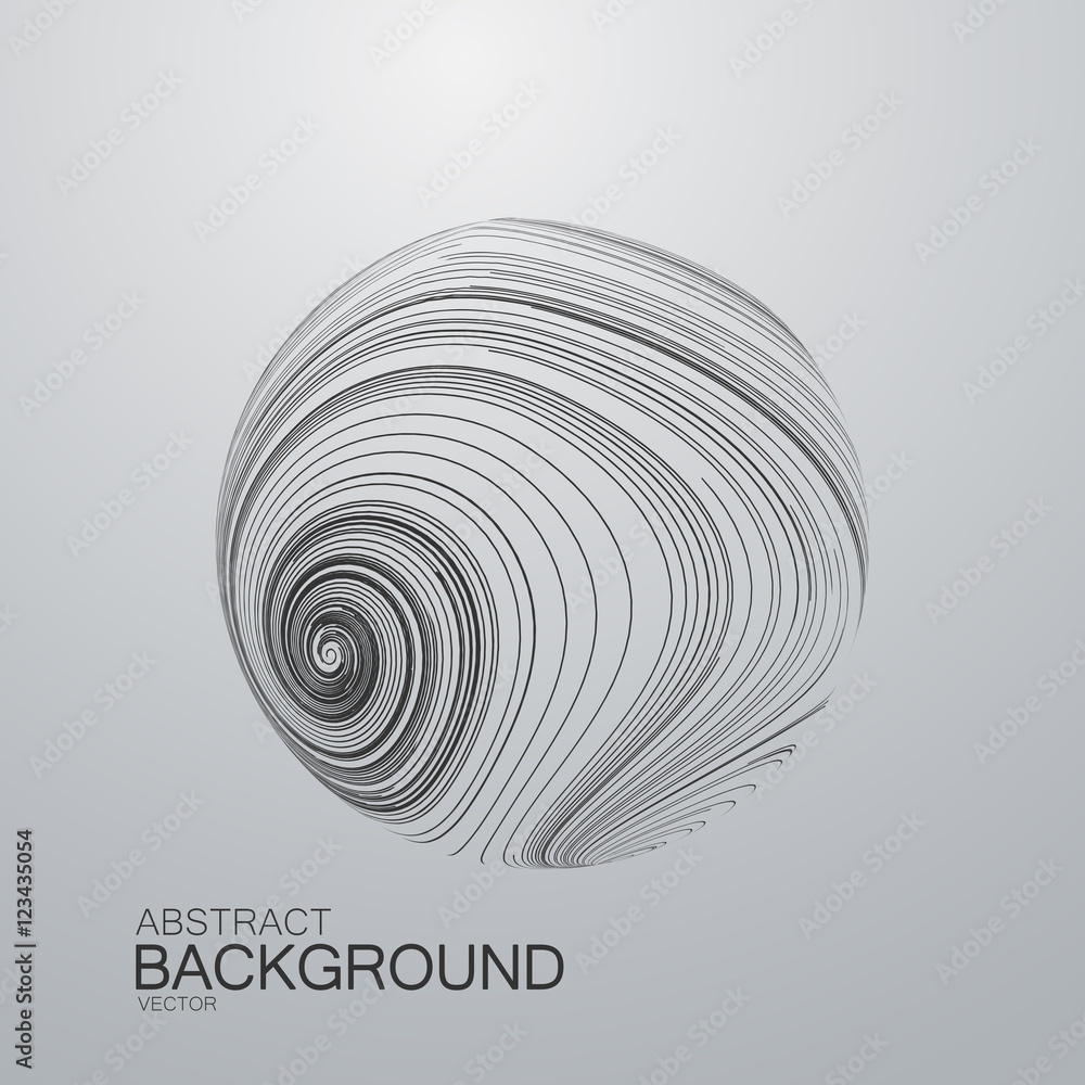 Poster abstract 3d curl sphere with swirled stripes.