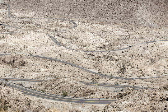 High angle view of Highway 74, Palm Desert, California, USA