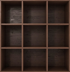 dark hanging bookshelf isolated on white background