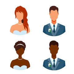 Getting married people avatars without face.