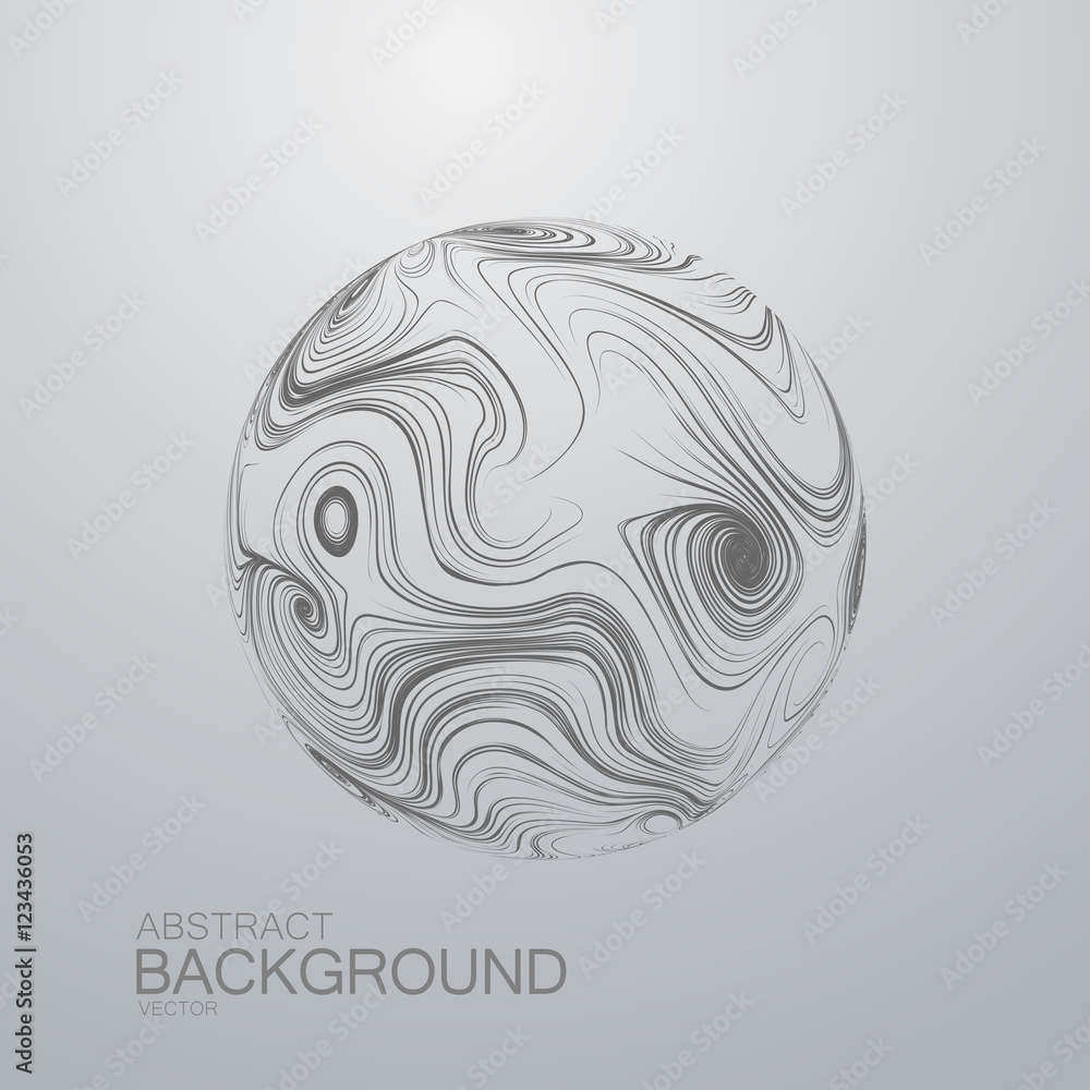 Poster abstract 3d curl sphere with swirled stripes.