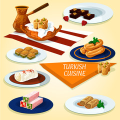 Turkish cuisine delights and desserts icon