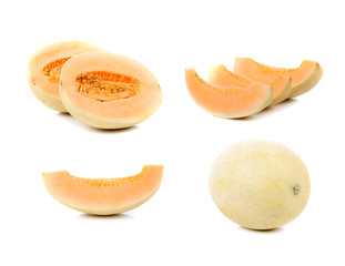 Fototapeta na wymiar cantaloupe melon slice isolated on white background
