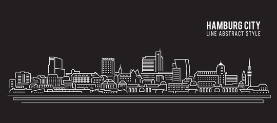 Cityscape Building Line art Vector Illustration design - Hamburg city