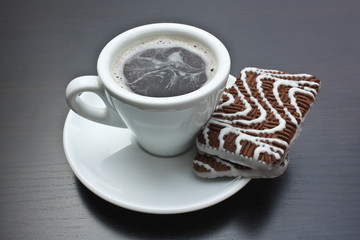 cup of coffee and chocolate chip cookies