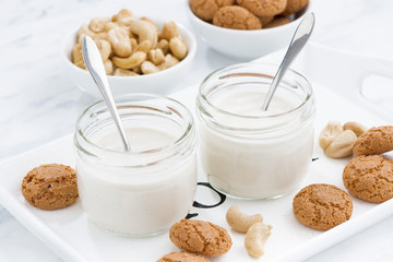 nut yogurt and sweet biscuits for healthy breakfast