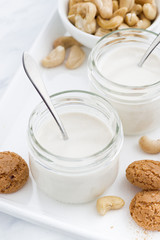 nut yogurt and sweet biscuits, top view