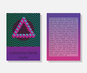 Set of colorful holographic cards. Abstract vector invitations with holographic elements.