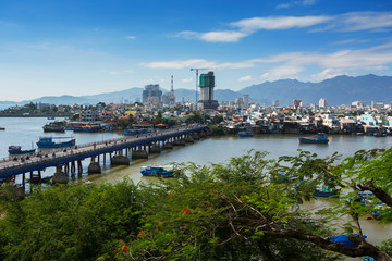 Fototapeta na wymiar Cham towers. View of the river Kai and the city