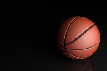 Obraz premium Basketball concept, basketball on black background. 3D illustration