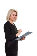 Portrait of a mature business woman with documents in hand