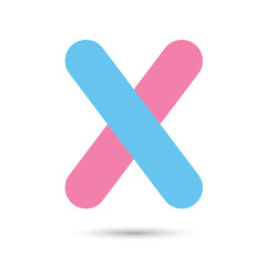 x font vector with blue and pink color on White background, Futu