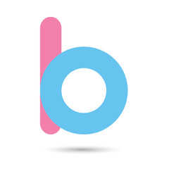 b font vector with blue and pink color on White background, Futu