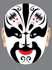 Chinese opera mask on grey background