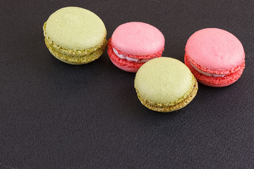 Macaron on black with Copy space, From above