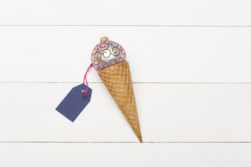 Decorated Christmas gift on vintage white background