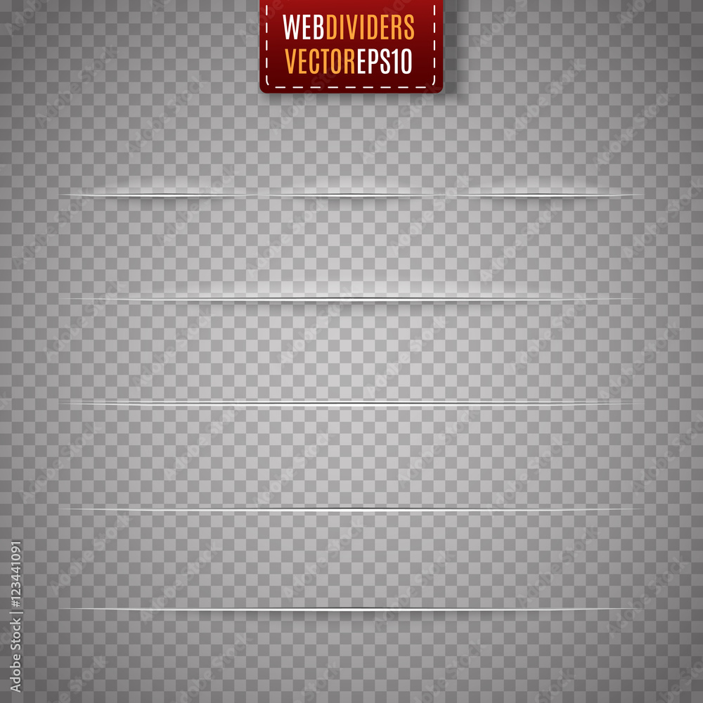 Poster Set of web dividers isolated on transparent background. Vector