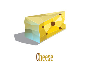 Vector polygonal illustration of cheese, modern cooking icon, dairy food