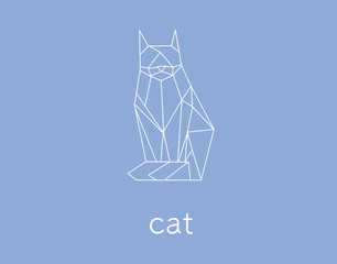 PrintVector polygonal illustration of cat, modern pet icon, logotype design