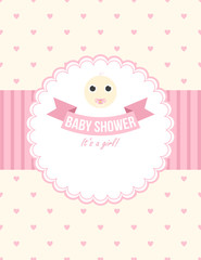 Baby shower card design for baby girl