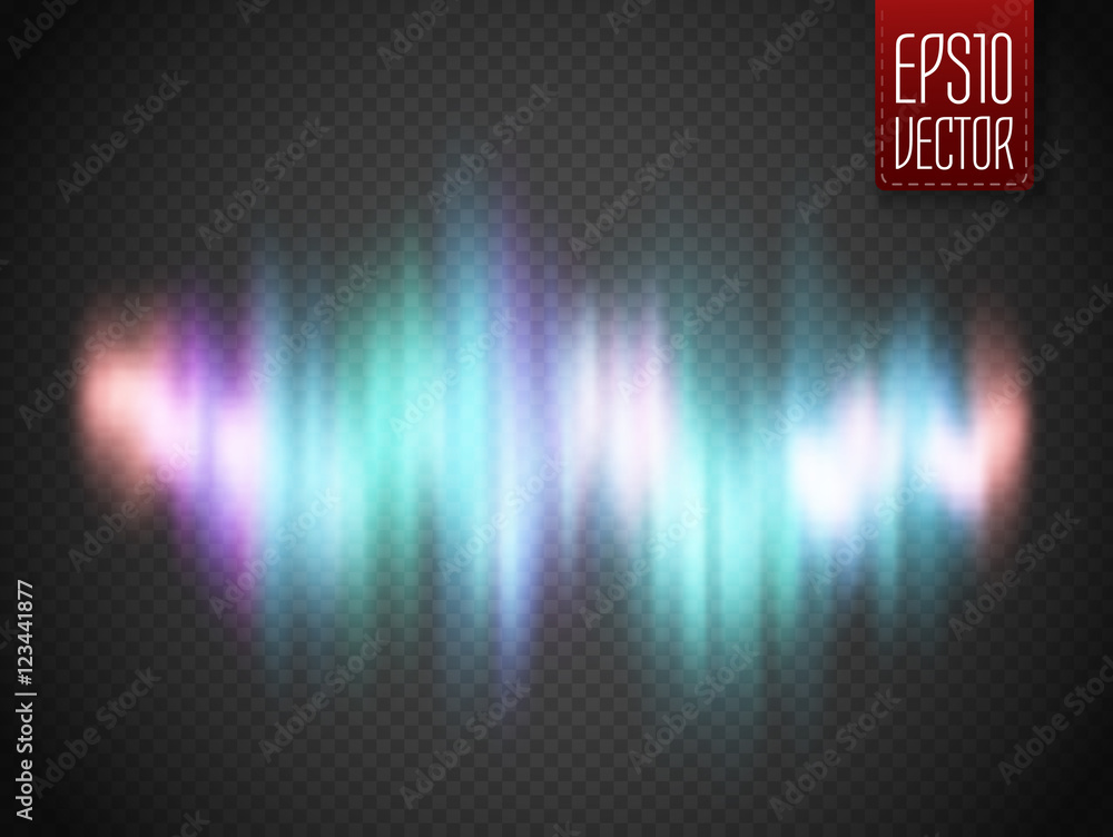 Aufkleber Abstract vector shiny background with glow colorful sound wave