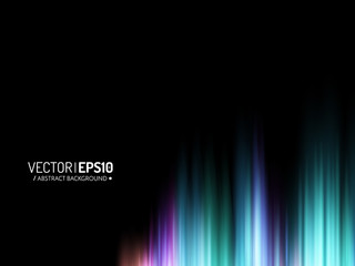 Abstract vector shiny background with glow colorful sound wave