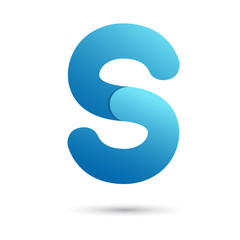 Letter s with blue color on white background