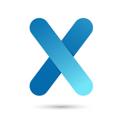 Letter x with blue color on white background