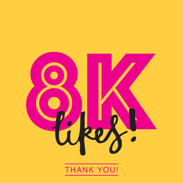 8000 likes social media thank you banner