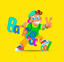 poster for school period multi-colored text with a smiling boy i