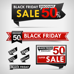 Collection of black friday web tag banner promotion sale discoun